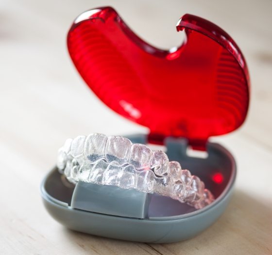 Invisalign trays in carrying case