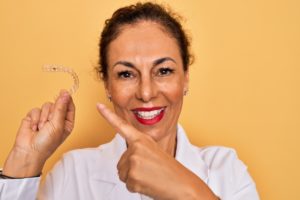 middle-aged woman clear aligner
